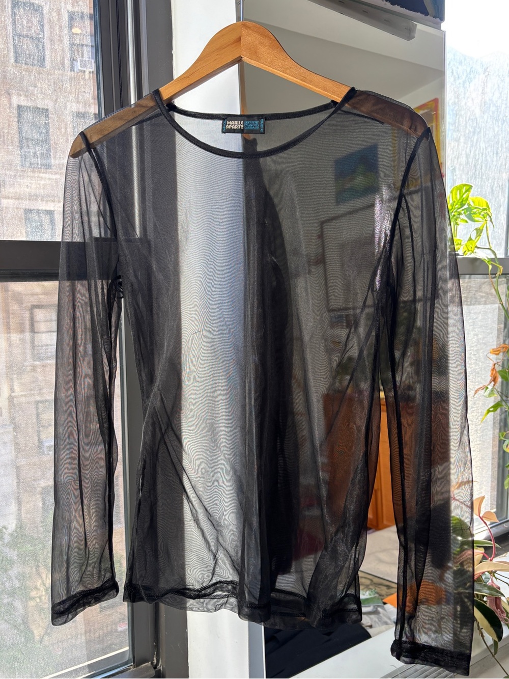 Marithé François Girbaud black sheer long sleeve blouse
